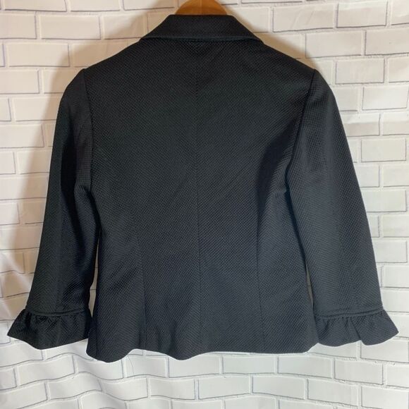 Amanda + Chelsea Black Ruffle Sleeve Blazer Sz 4 - Picture 4 of 7